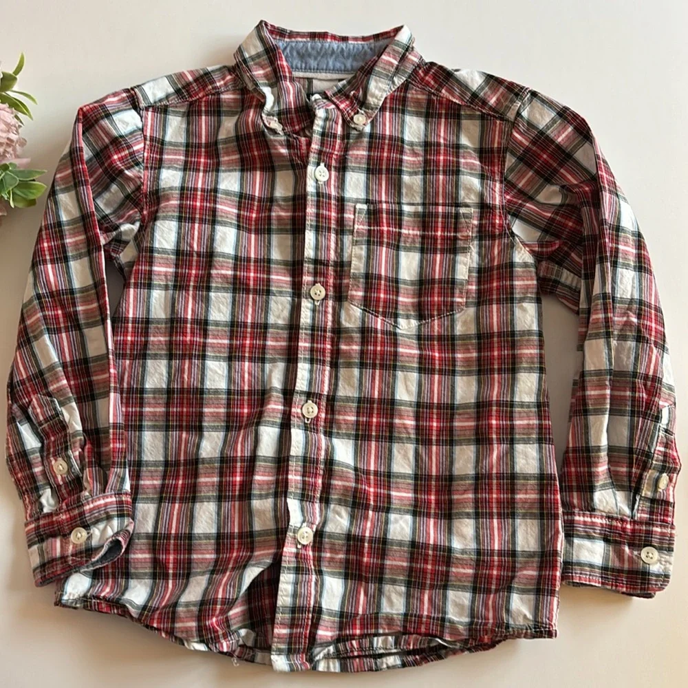 Carters Boys Long Sleeve Oxford Plaid Shirt 4T Plaid Carters shirts Long sleeve